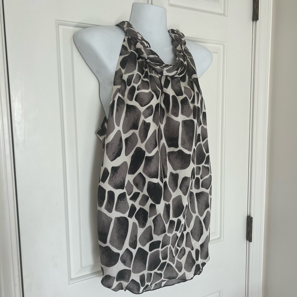Dress Barn | Black & White Giraffe Silky Print Blouse